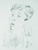 Jeanne Mammen, Frauenbildnis mit hohem Kragen und leicht geschlossenen Augen