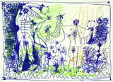 Pablo Picasso, 3 Bll.: Claude. Musikanten (Plakat für die Ausstellung 1957). Colombe volant, 1950, Lithograph
