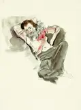 Georg Tappert, Liegende mit roter Bluse und Federboa
