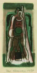 Figurenstudie by Max Ackermann, 1934, Colour chalk, sold Jun 2003