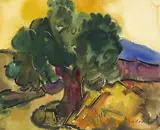 Rudolf Bredow, Landschaft mit Baum, 1961, Watercolour