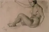 Max Klinger, Weibliche Aktstudie, Charcoal drawing