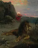Paul Friedrich Meyerheim, Hieronymus und der Löwe, 1872, Oil on canvas