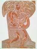 Hirte der sanften Gewalt by HAP Grieshaber, 1966, Woodcut printed in colours, sold Jun 2003