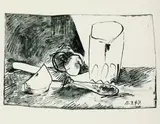 Pablo Picasso, Pomme verre et couteau, 1947, Lithograph