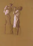 Otto Greiner, Figurenstudien, 1894, Red chalk drawing
