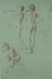 Otto Greiner, Aktstudien eines Knaben, 1894, Red chalk drawing
