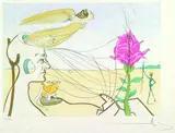 La Rose (Dream) by Salvador Dalí, Drypoint, sold Jun 2003