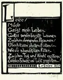 Karl Schmidt-Rottluff, Gedicht von E. v. Sydow: Leise/Müde/Geigt mein Leben.., 1919, Woodcut