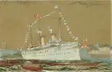 Willy Stöwer, Kaiserliche Yacht Hohenzollern vor Istanbul, Watercolour