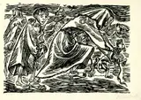 Hundefängerin by Ernst Barlach, 1919, Woodcut, sold Jun 2003