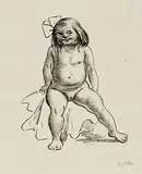 Heinrich Zille, Sitzender Mädchenakt, 1924, Lithograph