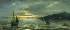 Hamburger Maler, Schiffe auf der Elbe vor Blankenese, 1897, Oil on canvas