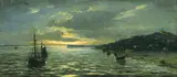 Hamburger Maler, Schiffe auf der Elbe vor Blankenese, 1897, Oil on canvas