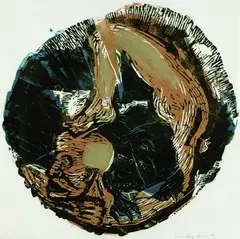 Gustav Kluge, 3 Bll.: Leviathan. Ohne Titel. (2), 1996, Linocut printed in colours