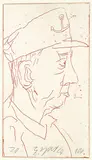 Georg Baselitz, Selbstporträt mit Schiffermütze, 2002, Etching