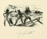 Lovis Corinth, Drei Männer, Lithograph