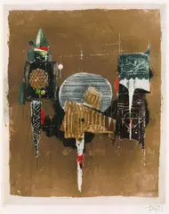 Dernier Le Miroir by Johnny Friedlaender, 1987, Aquatint printed in colours, sold Jun 2003
