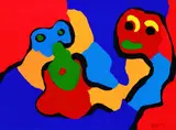 2 Bll.: Lovers in the sky. Komposition mit Figur by Karel Appel, 1974, Lithograph printed in colours, sold Jun 2003