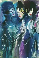 Igor Mayor, Drei weibliche Akte, Watercolour