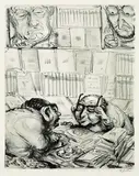 A. Paul Weber, 3 Bll.: Lizenzen. Schwarz auf Weiß. Sie haben es nicht leicht, 1966, Lithograph
