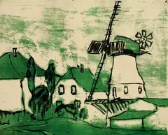Emil Nolde, Windmühle, 1913, Lithograph printed in colours