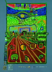 Friedensreich Hundertwasser, Regentag-Look at it on a rainy day, Silkscreen printed in colours