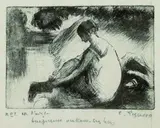 Baigneuse mettant ses bas by Camille Pissarro, 1895, Etching, sold Mar 2003