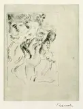 Le chapeau épinglé (La fille de Berthe Morisot et sa cousine), 2e planche by Pierre-Auguste Renoir, 1894, Etching, sold Mar 2003