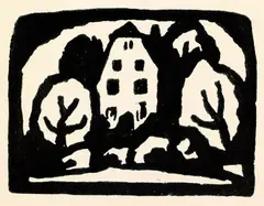Gabriele Münter, Gabriele Münters Haus in Murnau, 1931, Linocut