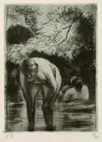 Les deux baigneuses by Camille Pissarro, 1895, Etching, sold Mar 2003