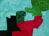 Serge Poliakoff, Komposition in Blau, Schwarz, Rot und Grün, 1964, Aquatint printed in colours