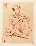 Paul Cézanne, 4 Bll.: Guillaumin au pendu (2). Tête de jeune fille. Entrée de ferme Rue Saint-Rémy, 1873, Etching