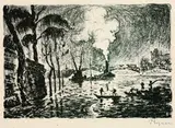 Paul Signac, La Seine en Crue, en 1910 (Le Pont des Arts), 1923, Lithograph