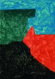 Komposition in Schwarz, Rot, Blau und Grün by Serge Poliakoff, 1969, Lithograph printed in colours, sold Mar 2003