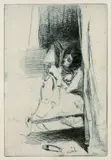 Reading in Bed by James Abbott McNeill Whistler, 1858, Etching, sold Mar 2003