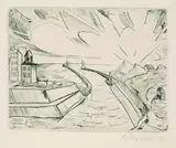 Erich Heckel, Hafeneinfahrt in Ostende, Drypoint
