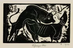 Schwarzer Stier by Gerhard Marcks, 1922, Woodcut, sold Mar 2003