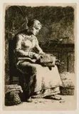 Jean-François Millet, La cardeuse, 1861, Etching