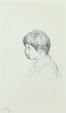 Claude Renoir, fils de l'artiste, de profil by Pierre-Auguste Renoir, 1908, Etching, sold Mar 2003