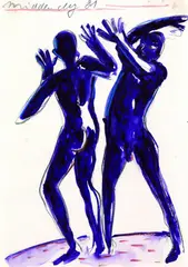 Zwei Männer by Helmut Middendorf, 1981, Watercolour, sold Mar 2003