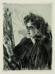 Mädchen mit Zigarette II by Anders Zorn, 1891, Etching, sold Mar 2003
