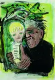 Otto Dix, Selbstbildnis mit Marcella (Augen dunkel), 1968, Lithograph printed in colours