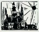 Lyonel Feininger, 3 Bll.: Troistedt. Buttelstedt. Waldkirche 1, 1918, Woodcut