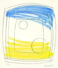 Komposition by Barbara Hepworth, Lithograph printed in colours, sold Mar 2003