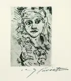 Lovis Corinth, 4 Bll.: Henny Porten. Dantebarke nach Delacroix. Der Heilige Michael. Bacchantin, 1913, Drypoint