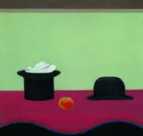 Peter Janssen, Apfel, Melone und Zylinder, 1970, Oil