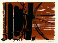 L 4 by Hans Hartung, 1952, Lithograph printed in colours, sold Mar 2003