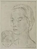 Wilhelm Lehmbruck, Mutter und Kind III, 1917, Etching