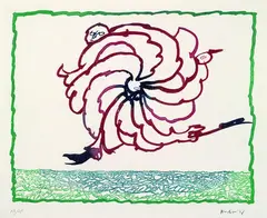 Komposition by Pierre Alechinsky, Aquatint printed in colours, sold Mar 2003